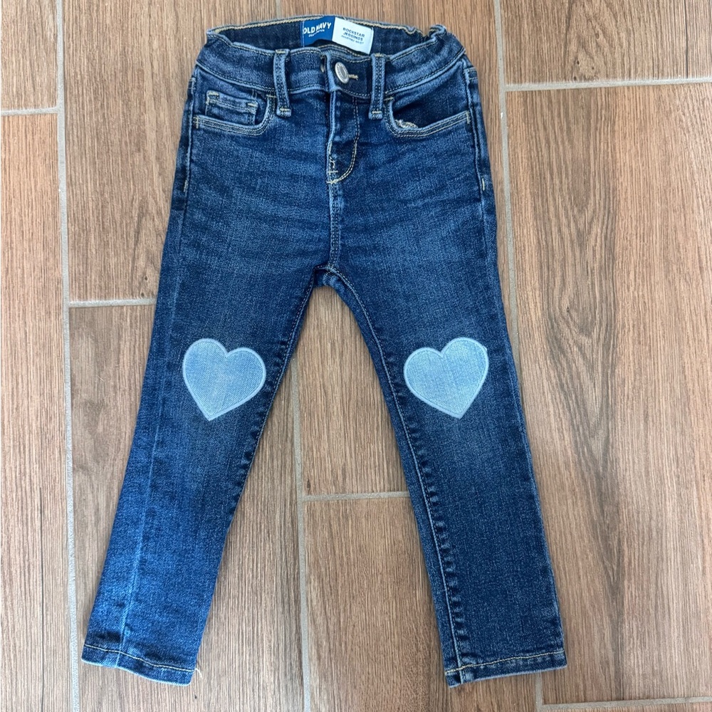 Old Navy Rockstar 360° Stretch Heart-Patch Jeggings for Toddler Girls, Size 3T